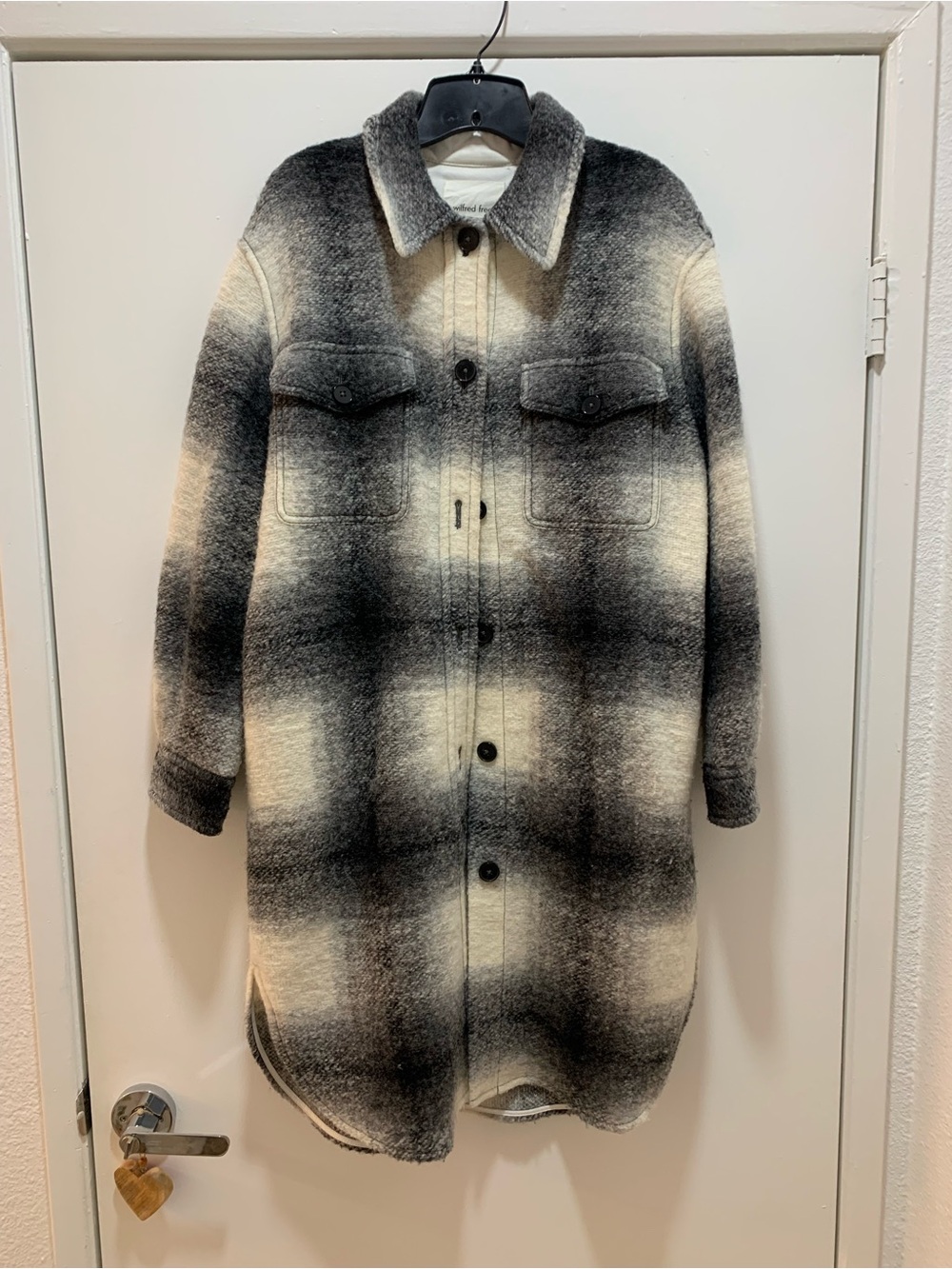 Wilfred Black & Cream Gradient Plaid Long Shacket